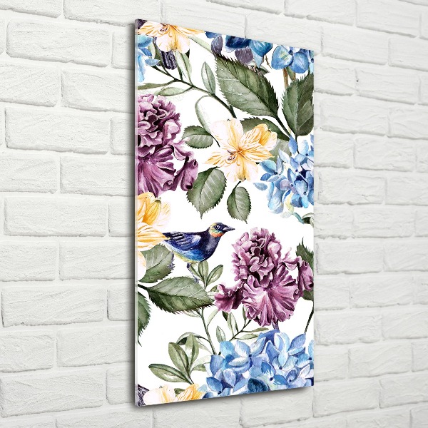 Acrylic print Flowers and birds