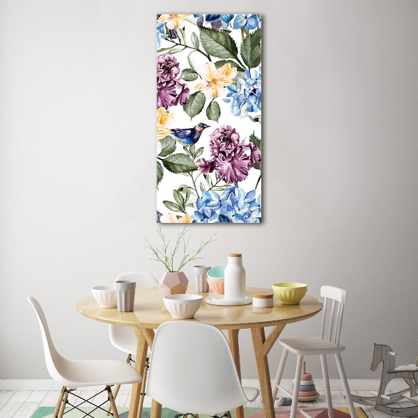 Acrylic print Flowers and birds