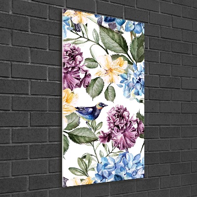 Acrylic print Flowers and birds