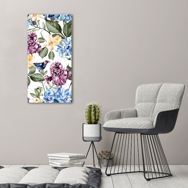 Acrylic print Flowers and birds