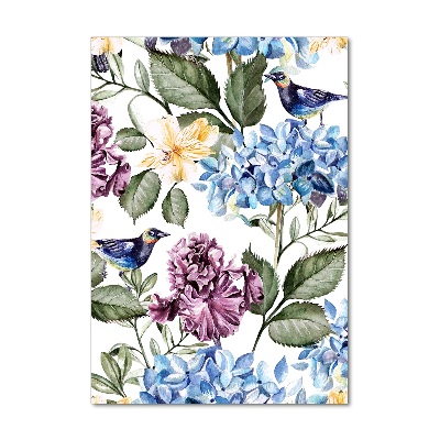 Acrylic print Flowers and birds