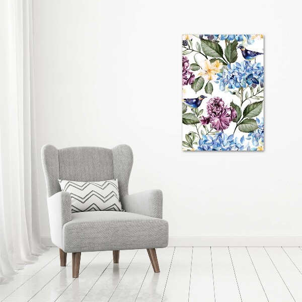 Acrylic print Flowers and birds