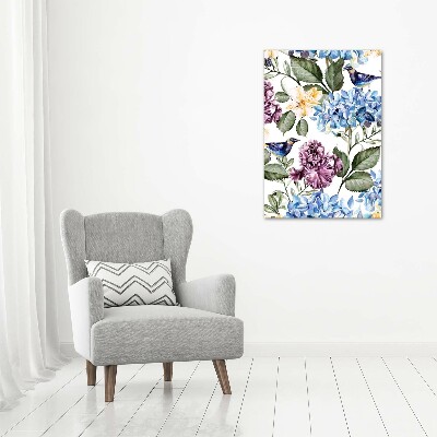 Acrylic print Flowers and birds