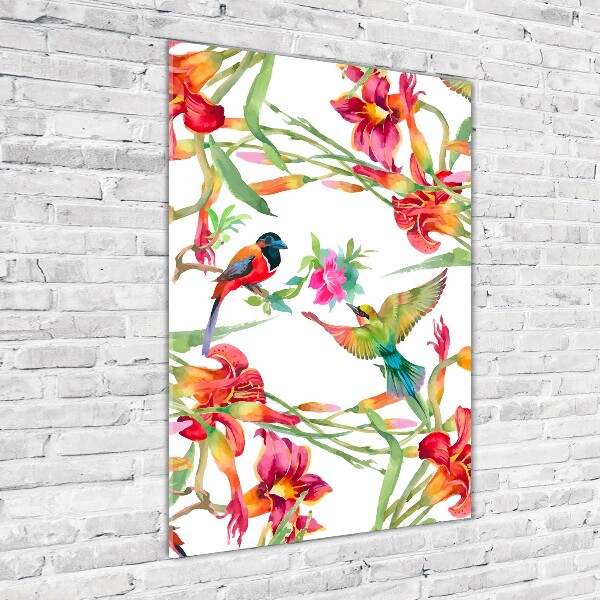 Wall art acrylic Birds and flowers