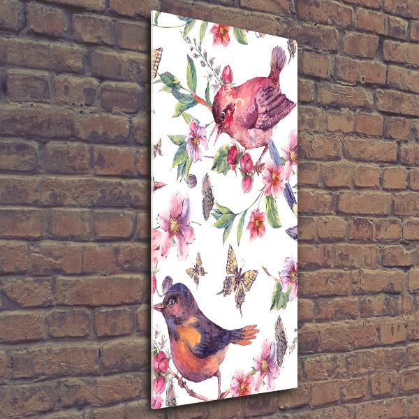 Wall art acrylic Birds butterflies flowers