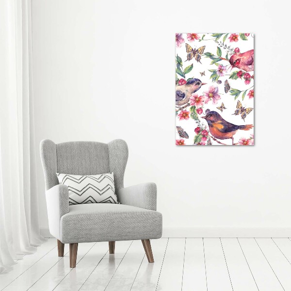 Wall art acrylic Birds butterflies flowers