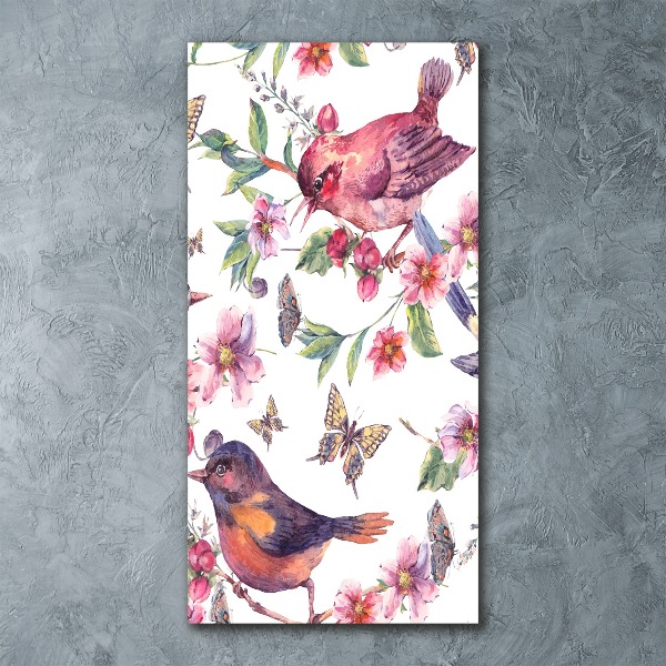 Wall art acrylic Birds butterflies flowers