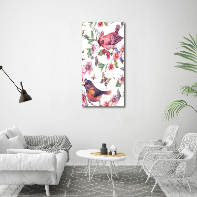 Wall art acrylic Birds butterflies flowers