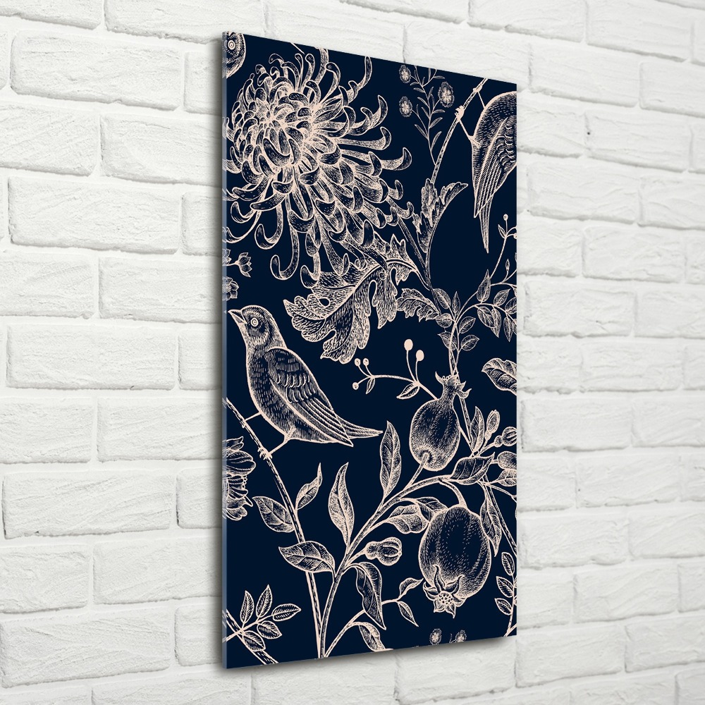 Acrylic print Flowers and birds