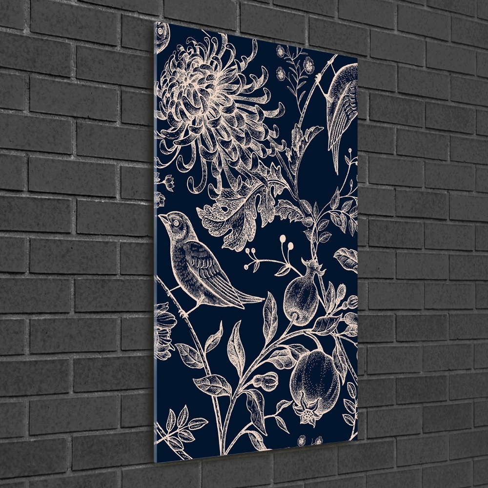 Acrylic print Flowers and birds