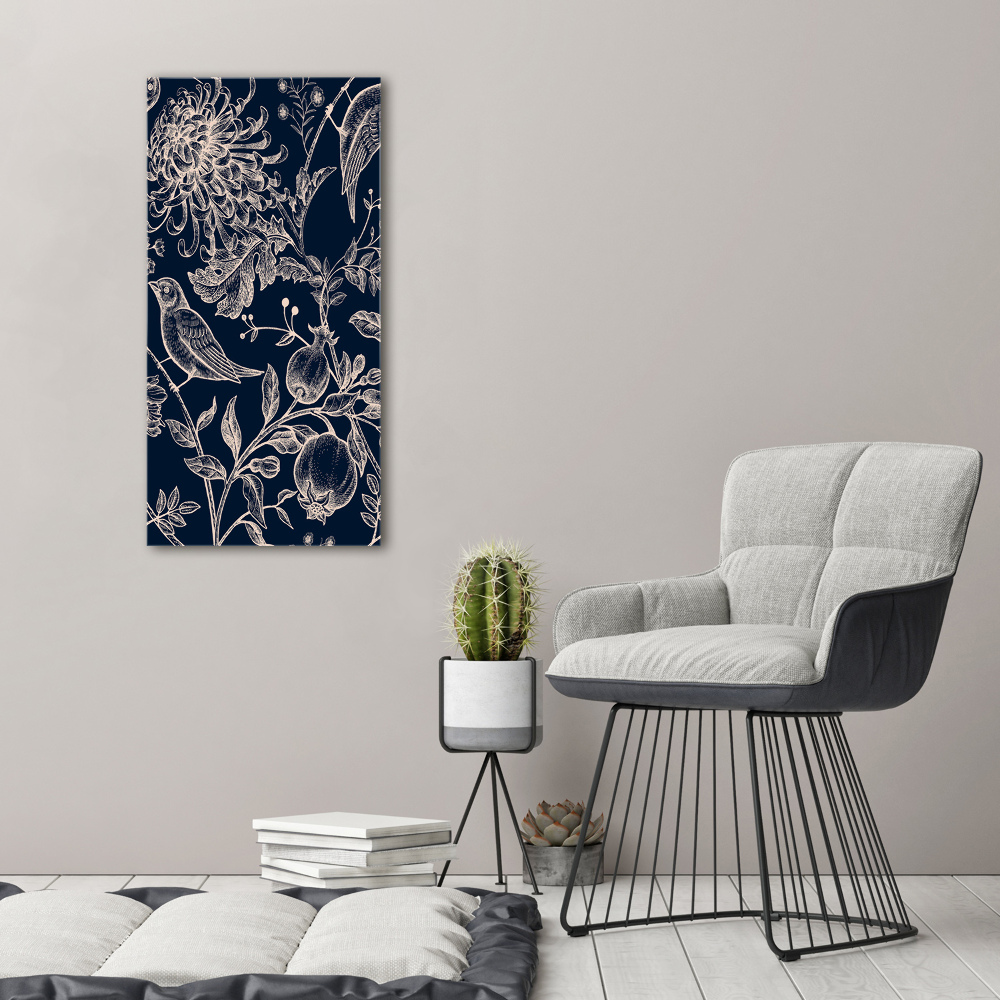 Acrylic print Flowers and birds