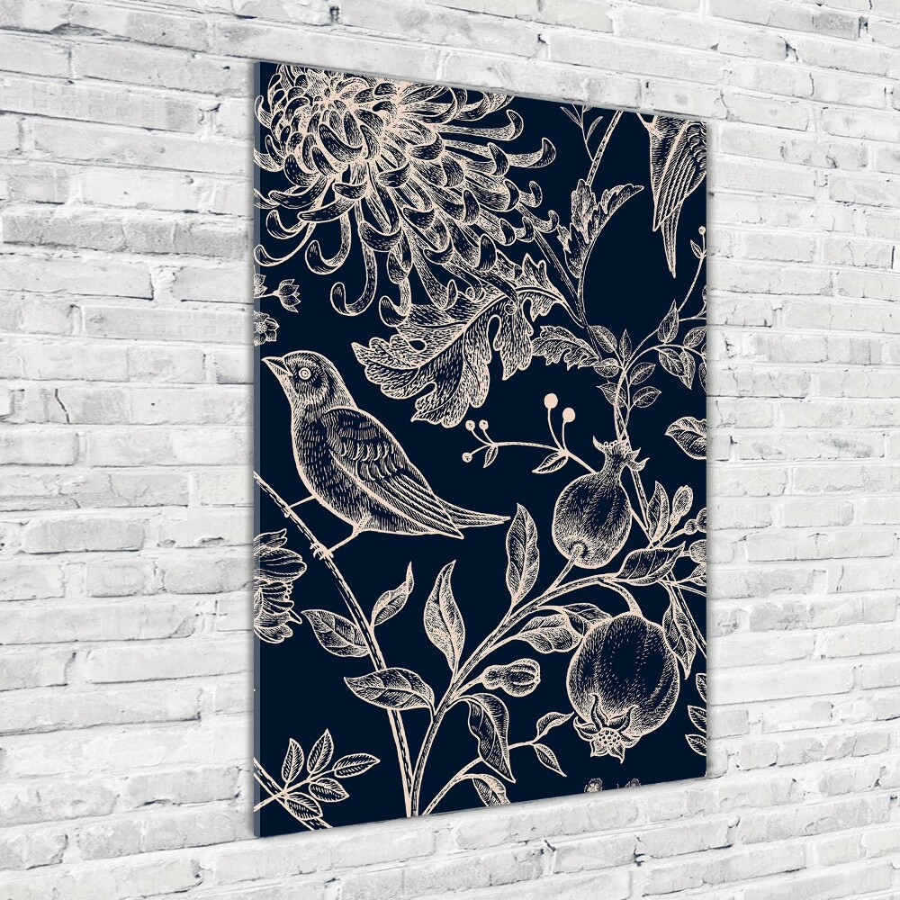 Acrylic print Flowers and birds