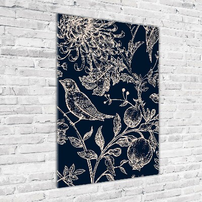 Acrylic print Flowers and birds