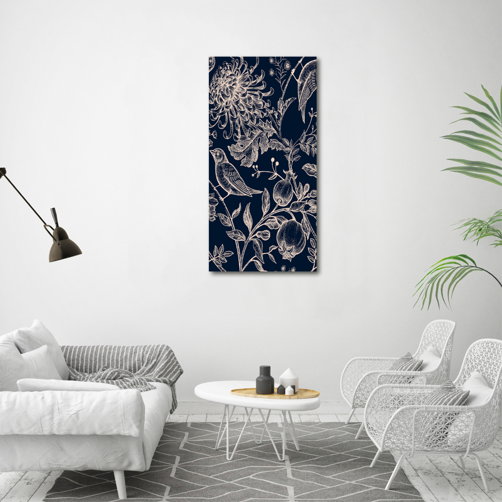 Acrylic print Flowers and birds