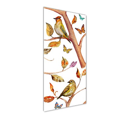 Print on acrylic Birds butterflies leaves