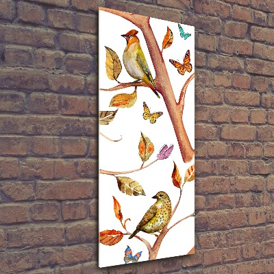 Print on acrylic Birds butterflies leaves