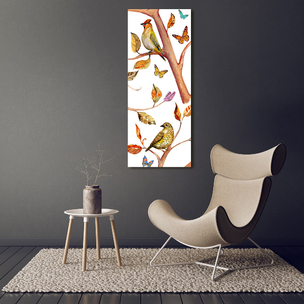 Print on acrylic Birds butterflies leaves