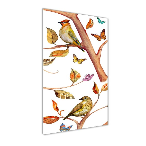 Print on acrylic Birds butterflies leaves