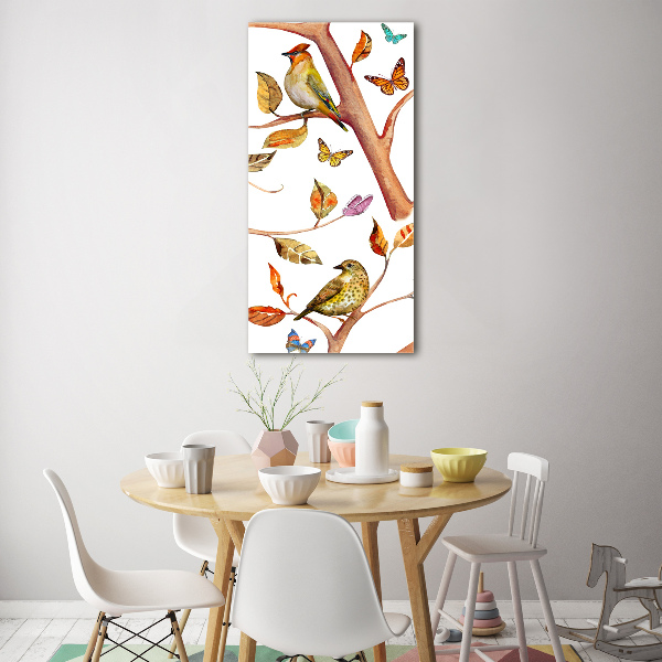 Print on acrylic Birds butterflies leaves