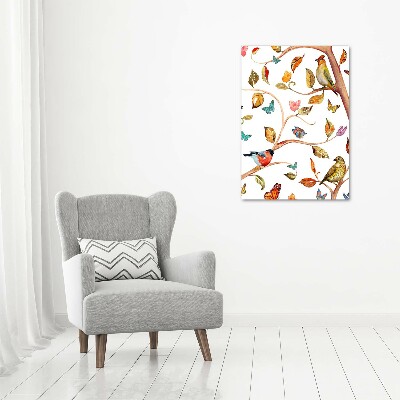 Print on acrylic Birds butterflies leaves