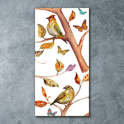 Print on acrylic Birds butterflies leaves