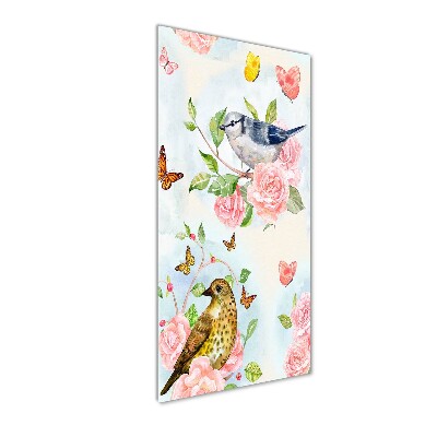 Print on acrylic Birds butterflies roses