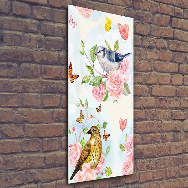 Print on acrylic Birds butterflies roses