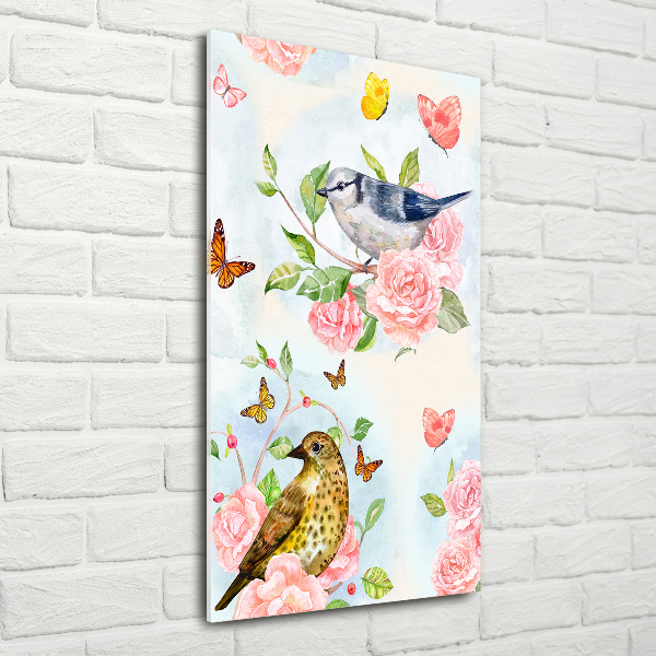 Print on acrylic Birds butterflies roses