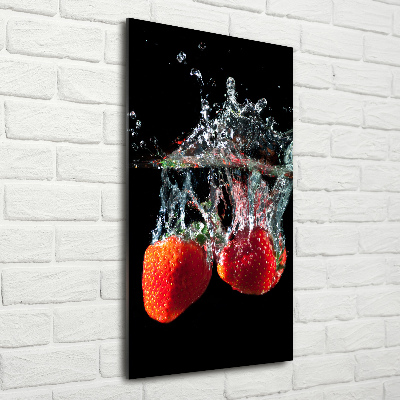 Acrylic glass print Strawberries under water