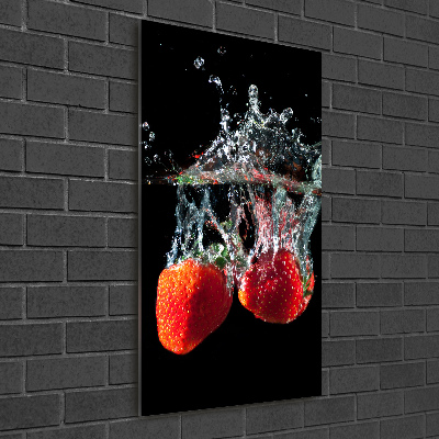 Acrylic glass print Strawberries under water