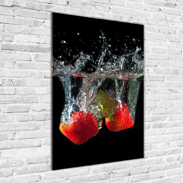 Acrylic glass print Strawberries under water