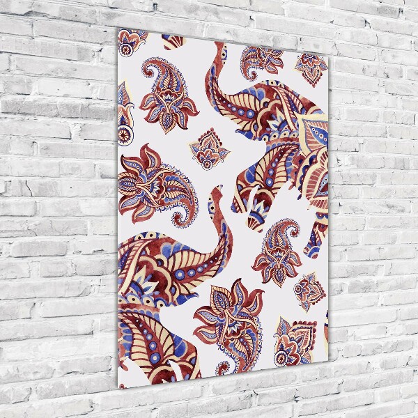 Acrylic wall art Ethnic elephant patterns