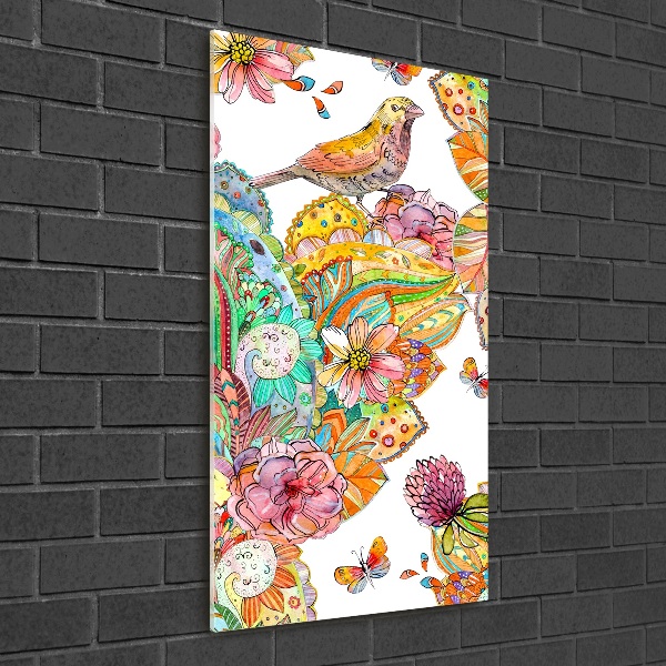 Acrylic wall art Birds butterflies flowers