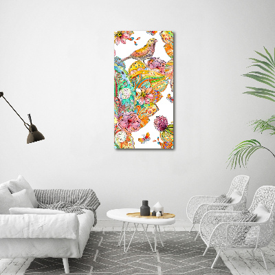 Acrylic wall art Birds butterflies flowers