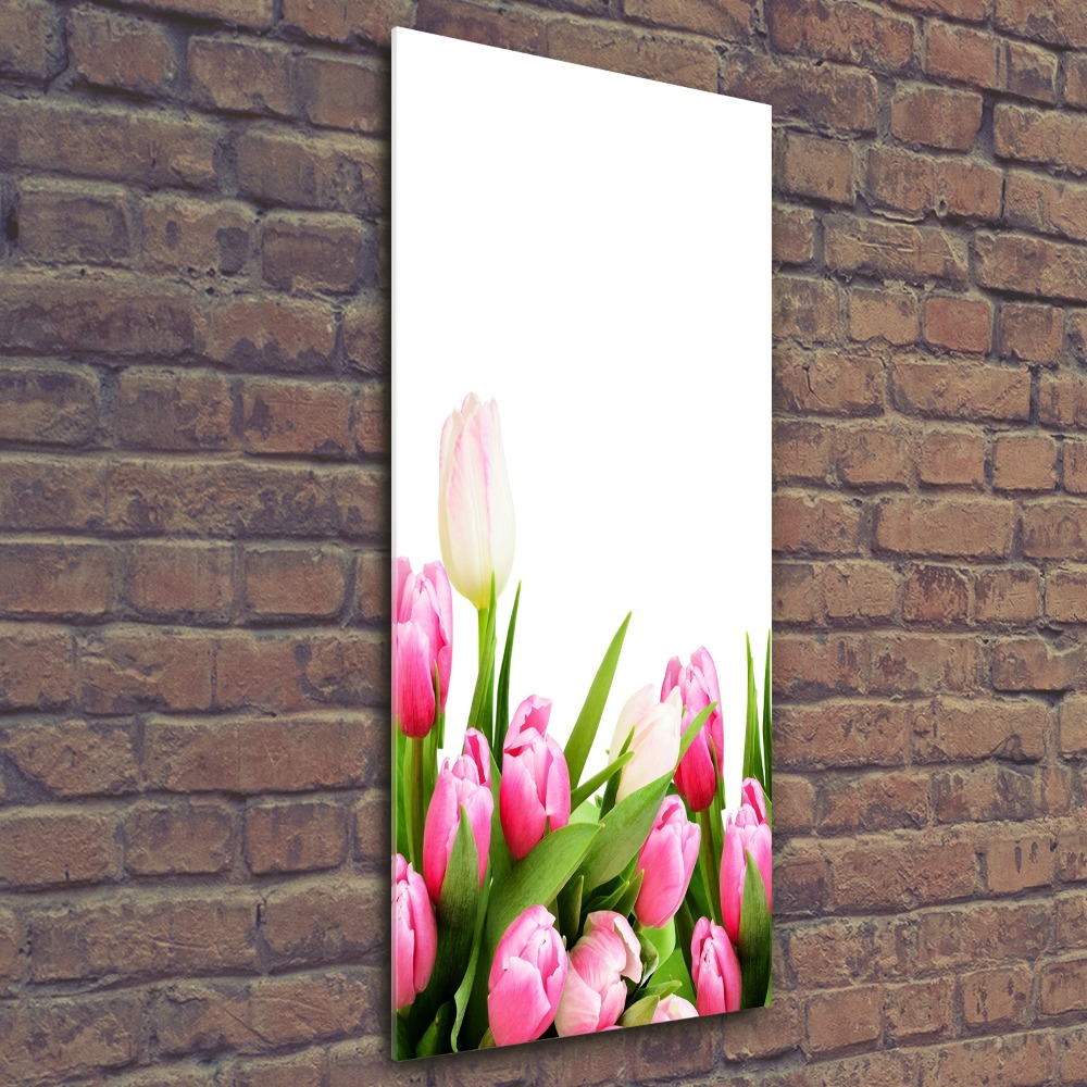 Wall art acrylic Pink tulips