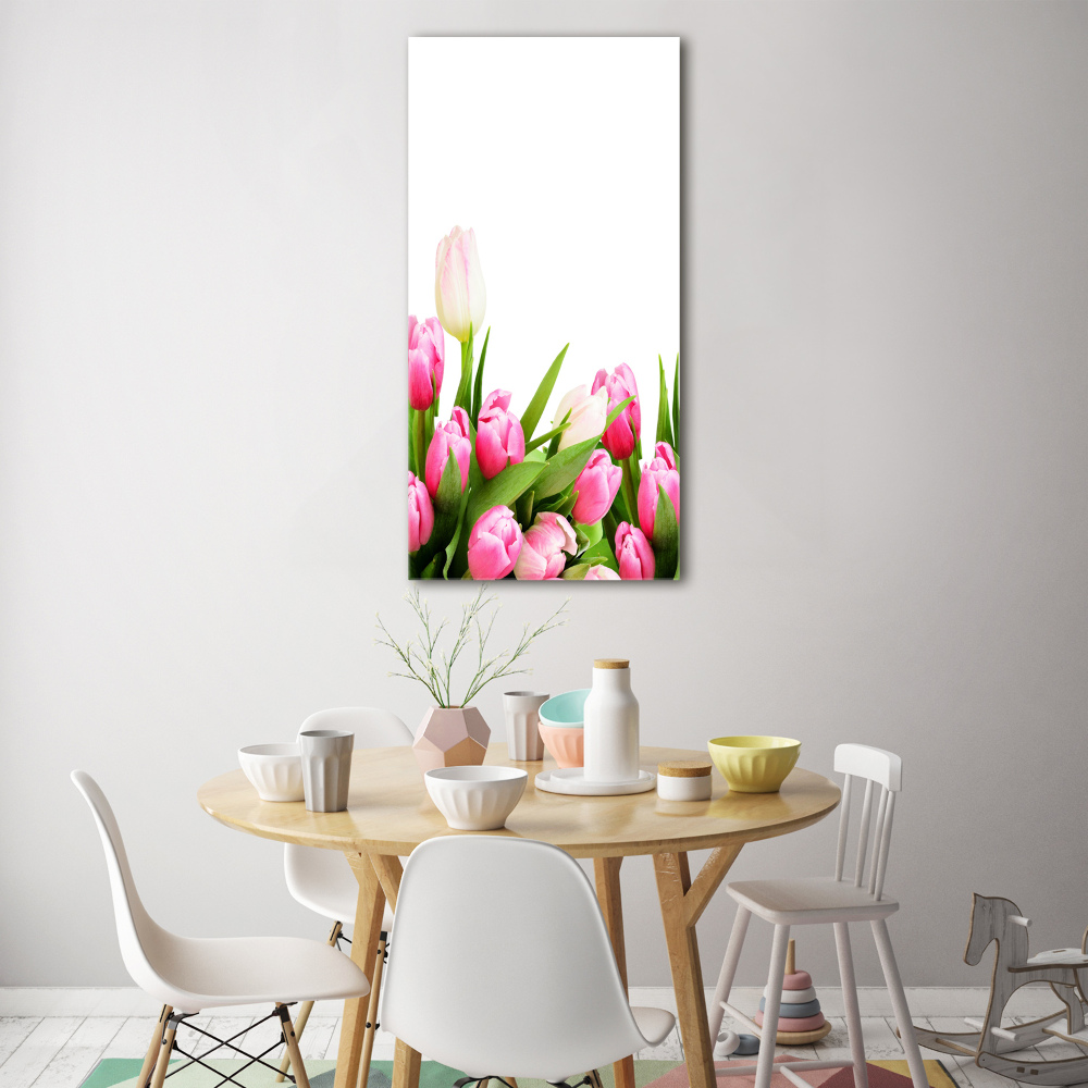 Wall art acrylic Pink tulips