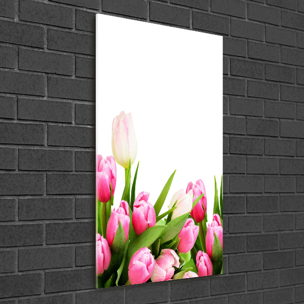 Wall art acrylic Pink tulips