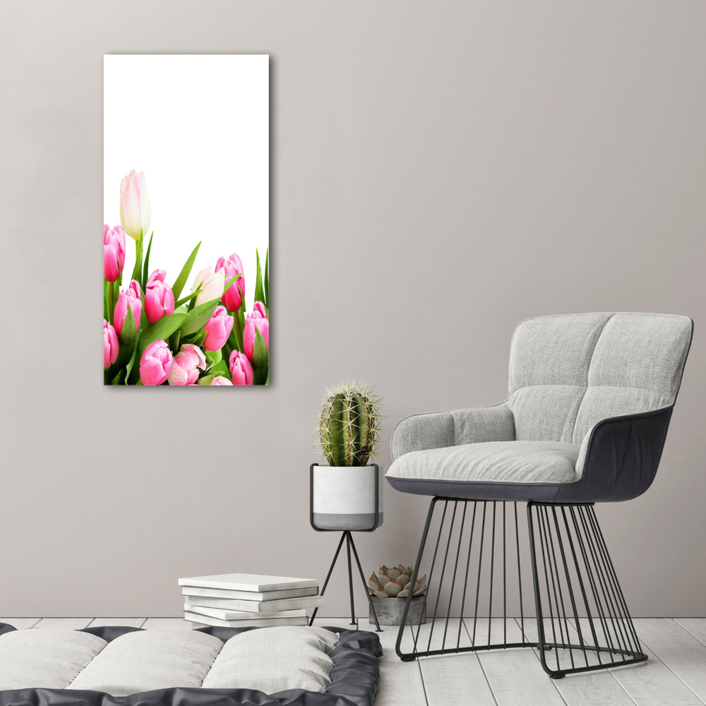 Wall art acrylic Pink tulips