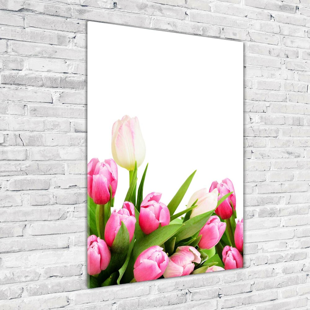 Wall art acrylic Pink tulips