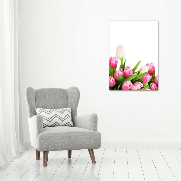 Wall art acrylic Pink tulips