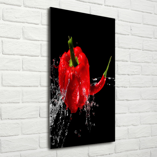 Acrylic glass print Two peppers