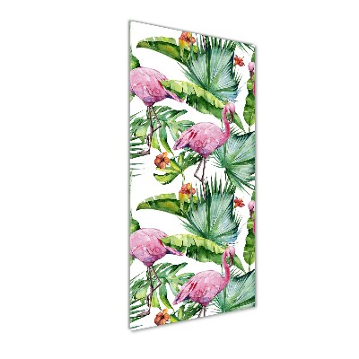 Wall art acrylic Leaves and flamingos