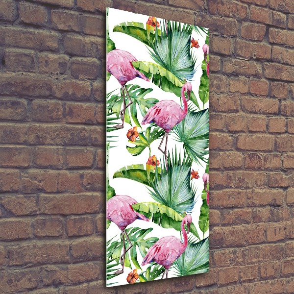 Wall art acrylic Leaves and flamingos