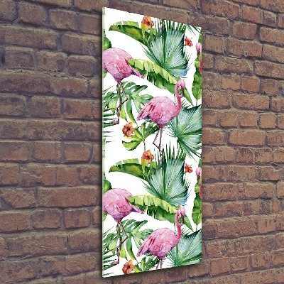 Wall art acrylic Leaves and flamingos