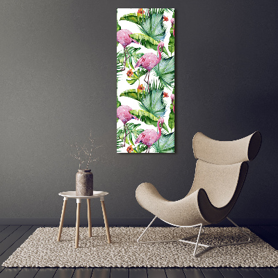 Wall art acrylic Leaves and flamingos