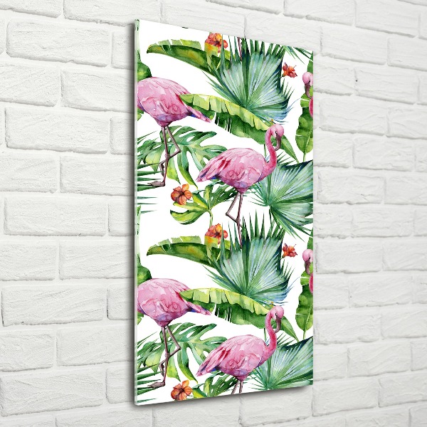 Wall art acrylic Leaves and flamingos