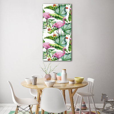 Wall art acrylic Leaves and flamingos