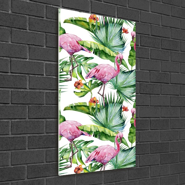 Wall art acrylic Leaves and flamingos