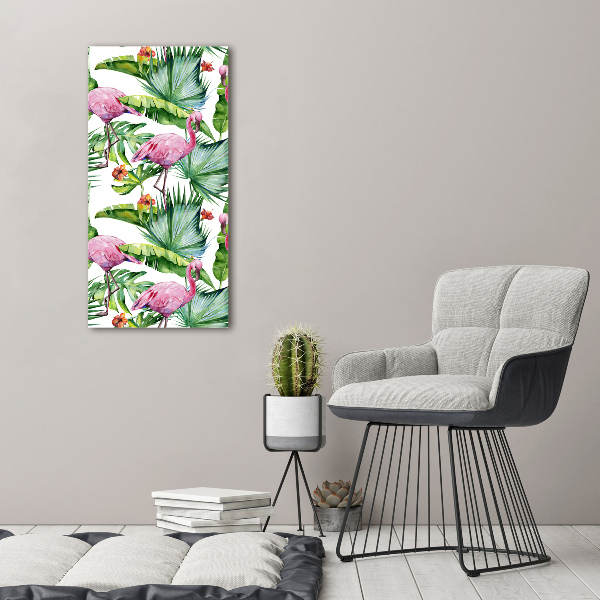 Wall art acrylic Leaves and flamingos