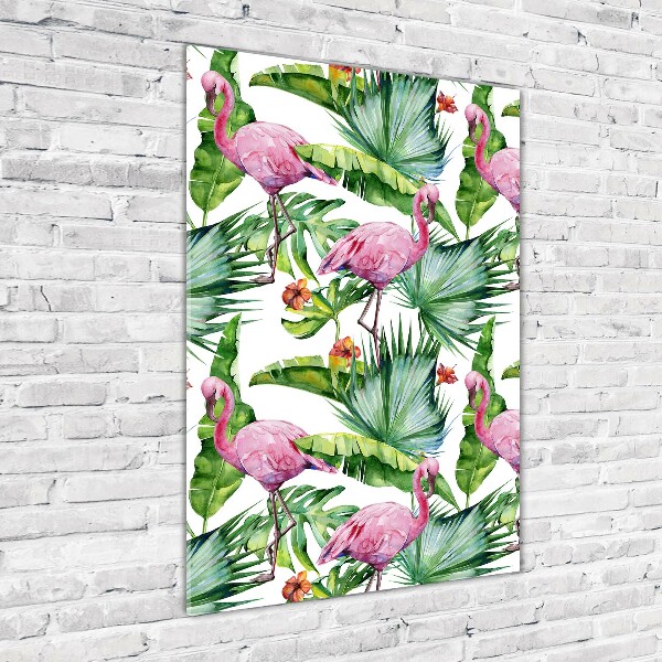 Wall art acrylic Leaves and flamingos